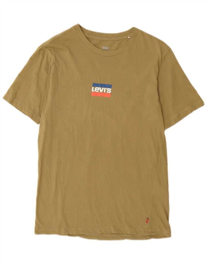 Camiseta masculina com estampa padrão LEVI'S de algodão cáqui pequeno
