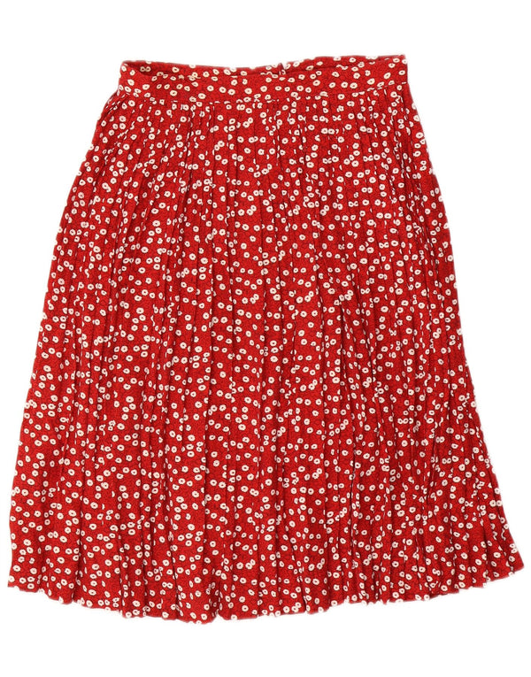 Saia plissada feminina vintage W24 XS floral vermelho