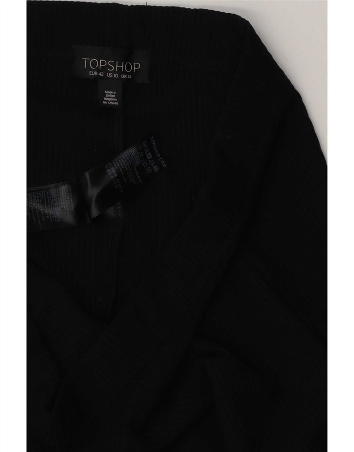 Calça feminina Topshop Flare UK 14 grande poliéster preto