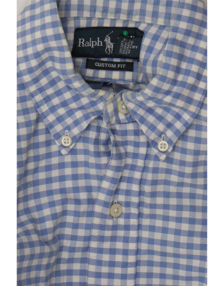 Camisa masculina Ralph Lauren com ajuste personalizado, algodão guingão azul pequeno