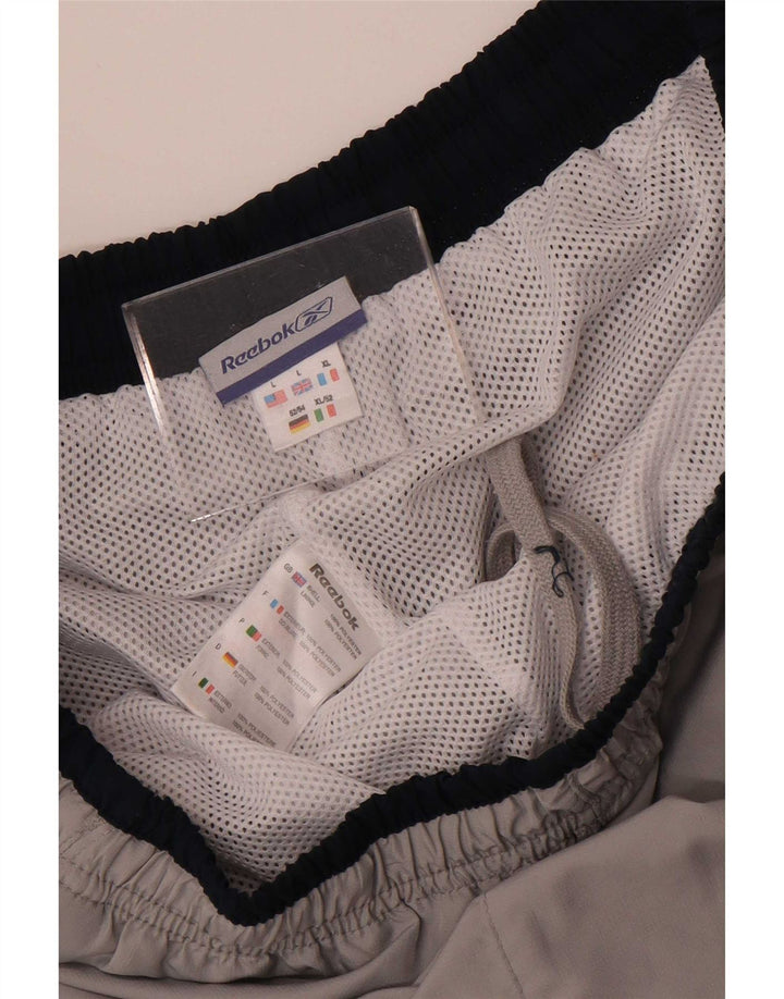 Shorts esportivos masculinos Reebok Bermuda grande poliéster cinza