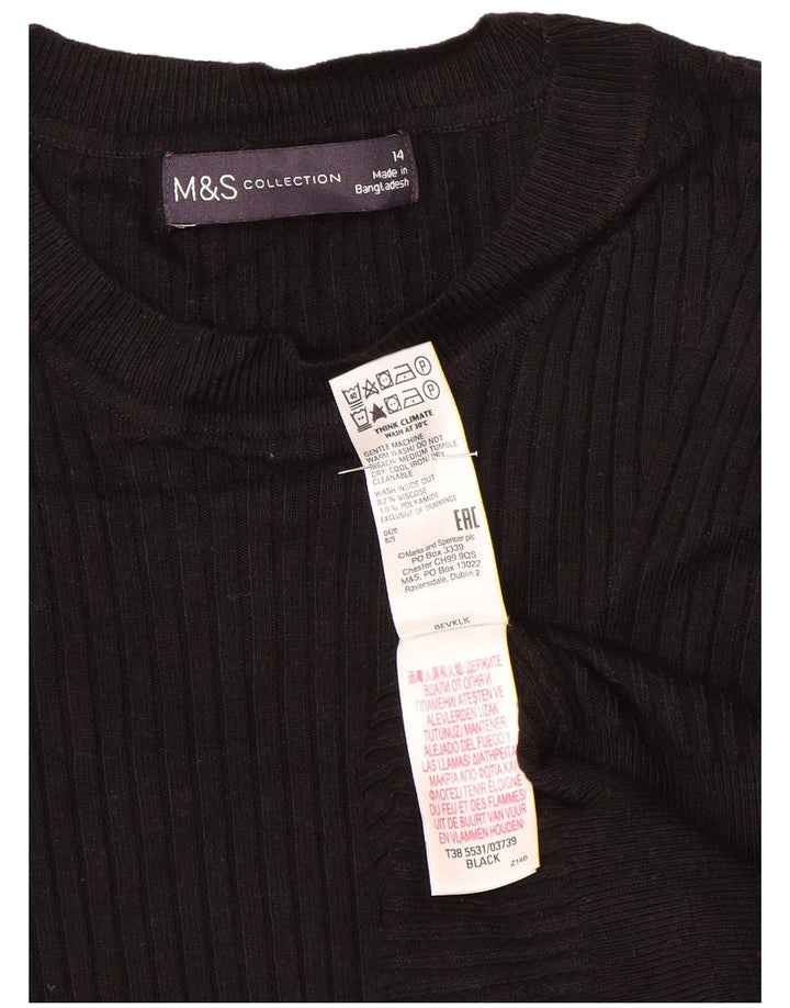 Suéter feminino Marks & Spencer com gola redonda Reino Unido 14 médio preto