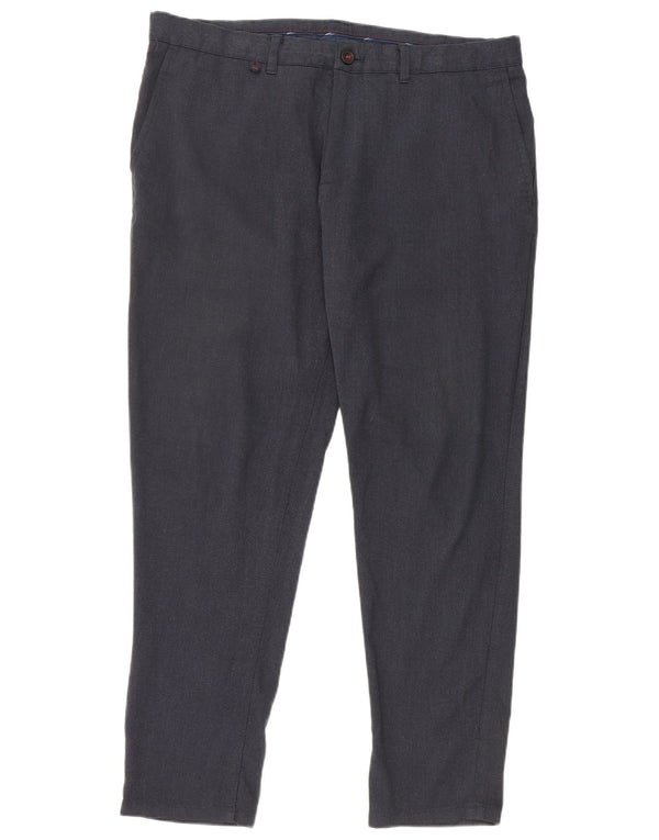 Zara Mens Slim Chino Calças EU 44 Grande W34 L28 Azul Marinho