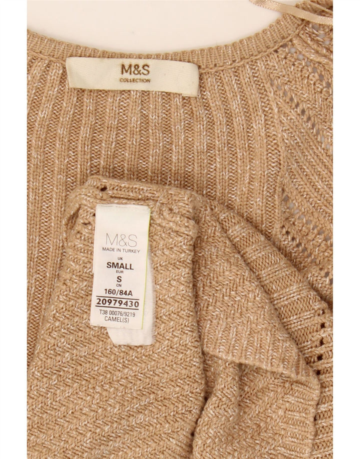 Suéter cardigã feminino grande Marks & Spencer Reino Unido 10 pequeno bege manchado