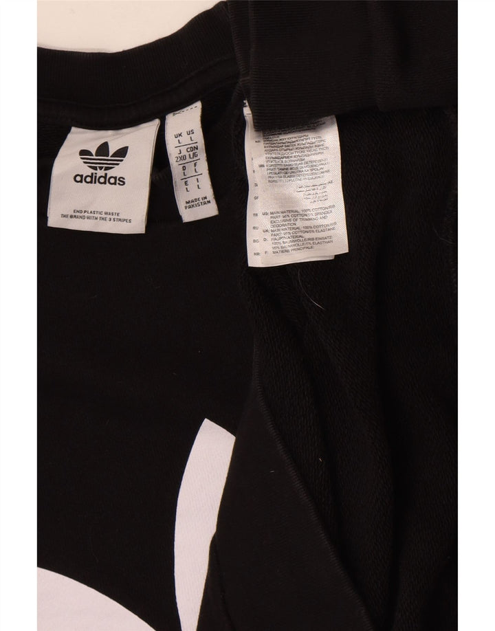 Adidas Mens Graphic Moletom Jumper Grande Algodão Preto