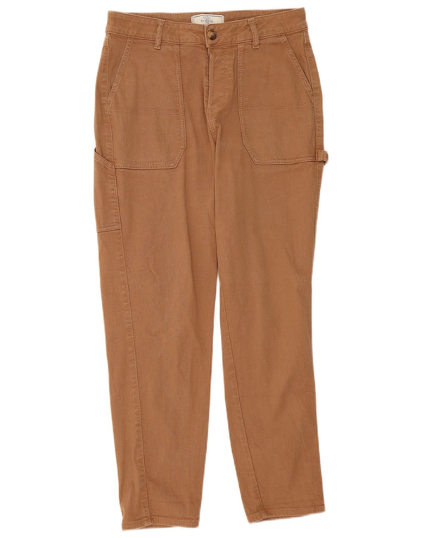 Calça cargo slim feminina Fat Face UK 10 pequena W30 L28 algodão bege