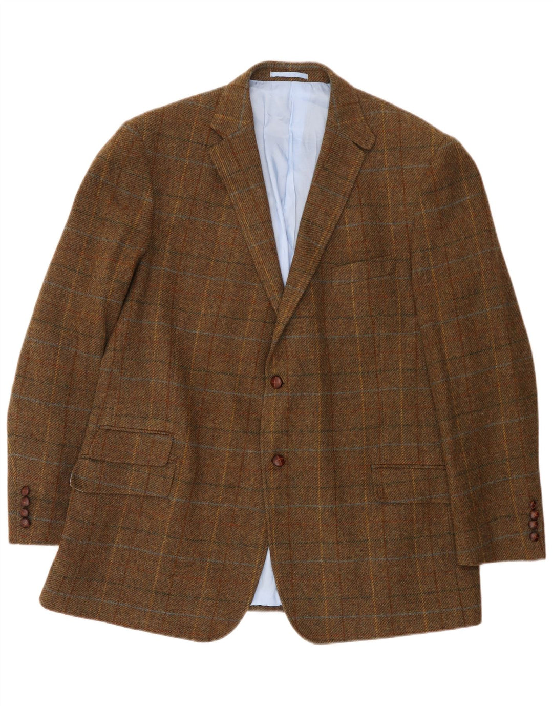 Jaqueta blazer masculina de 2 botões Marks & Spencer Reino Unido 48 2XL lã xadrez marrom