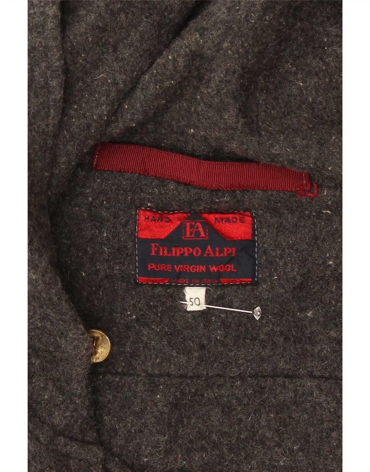 Filippo Alpi Casaco feminino feito à mão com capuz IT 50 grande cinza clássico