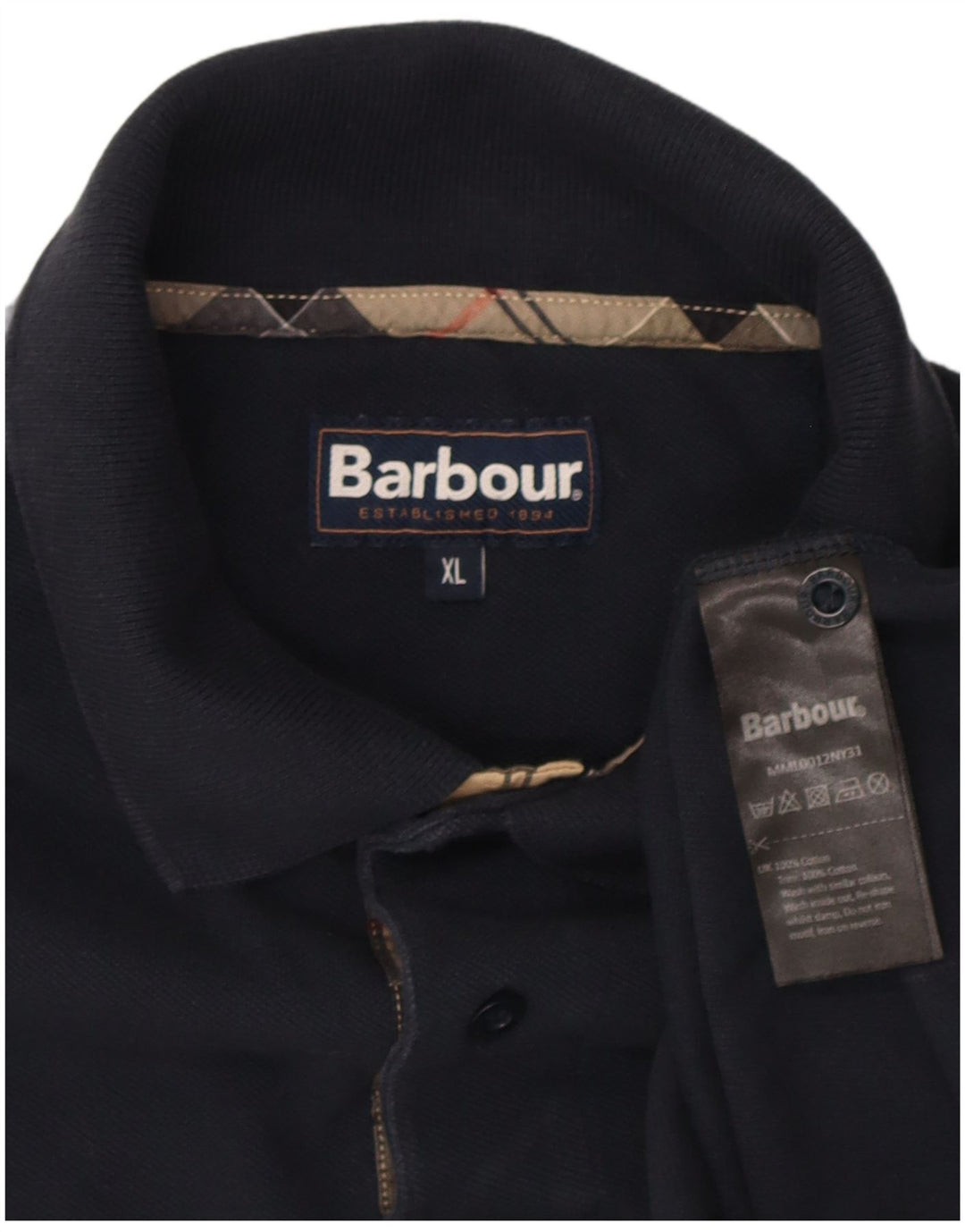 Camisa polo masculina Barbour XL azul marinho algodão