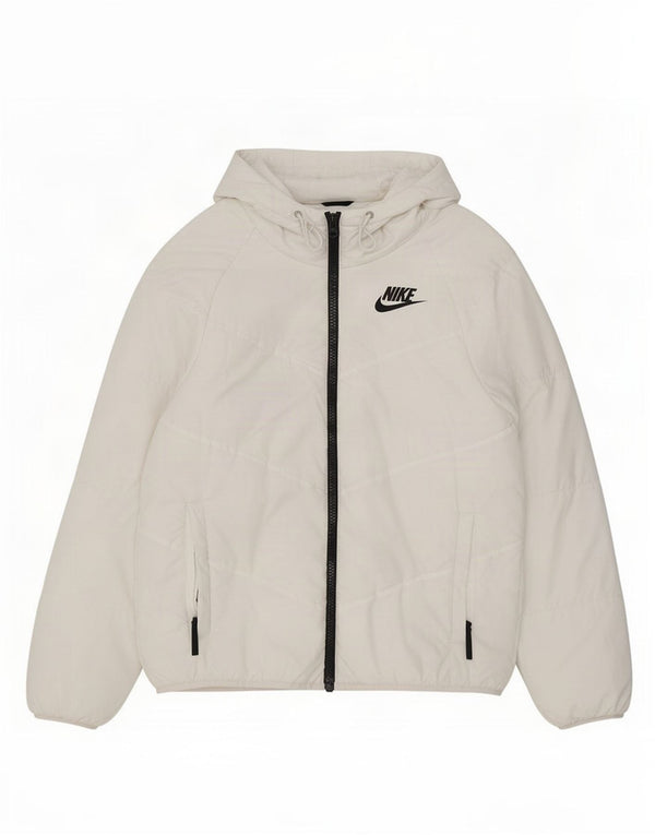 Jaqueta corta-vento masculina Nike com capuz UK 36 poliéster branco pequeno