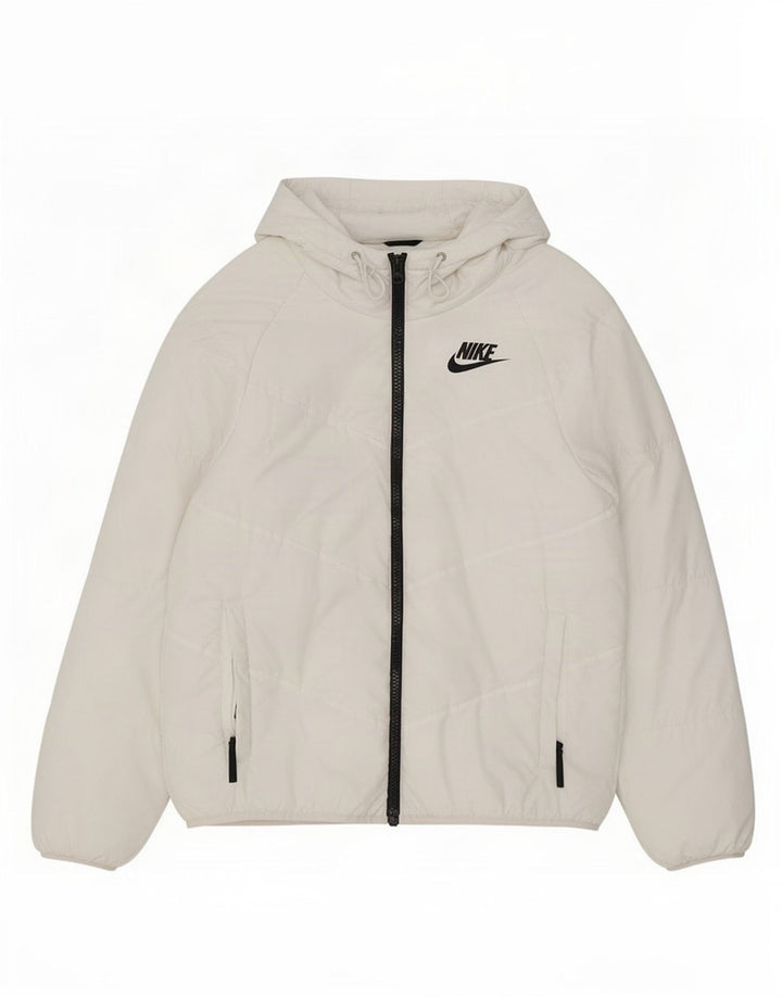 Jaqueta corta-vento masculina Nike com capuz UK 36 poliéster branco pequeno