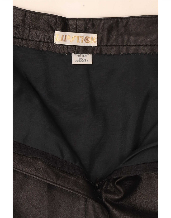 Saia de couro feminina vintage W28 média preta