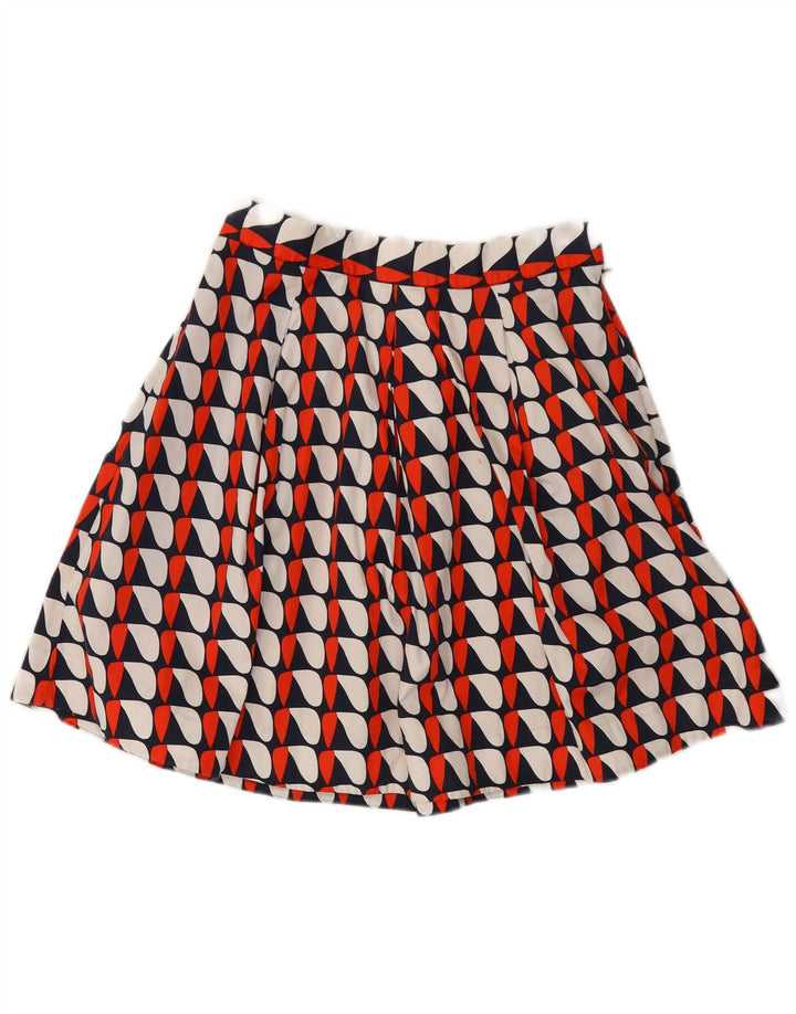Minissaia feminina vintage com padrão abstrato plissada W29 média multicolorida
