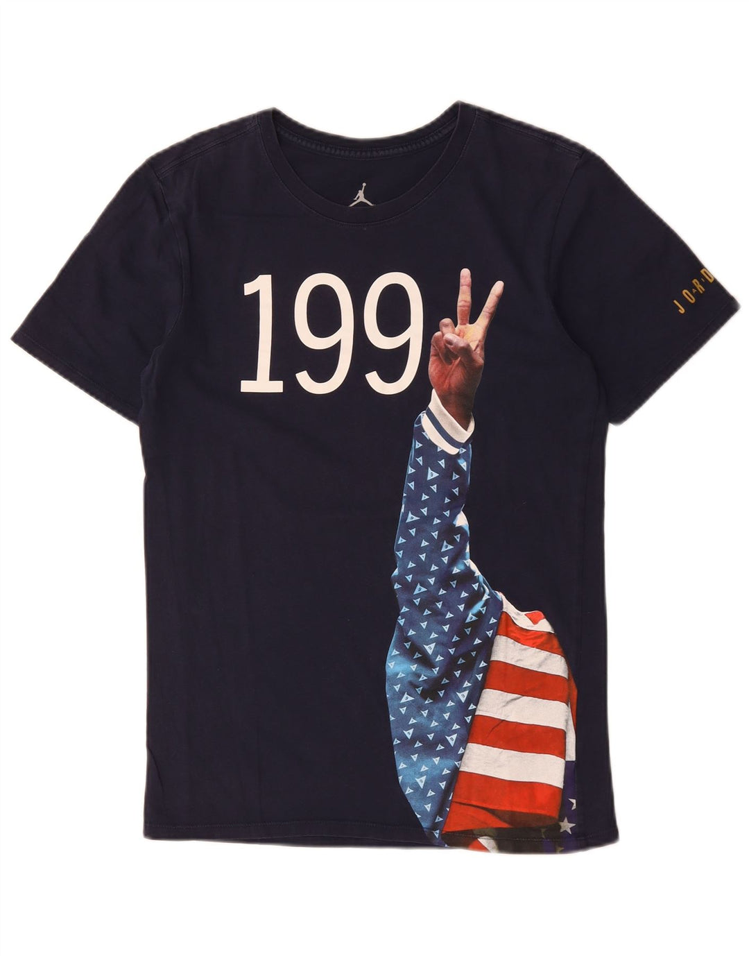 JORDAN Camiseta masculina gráfica top pequeno algodão azul marinho