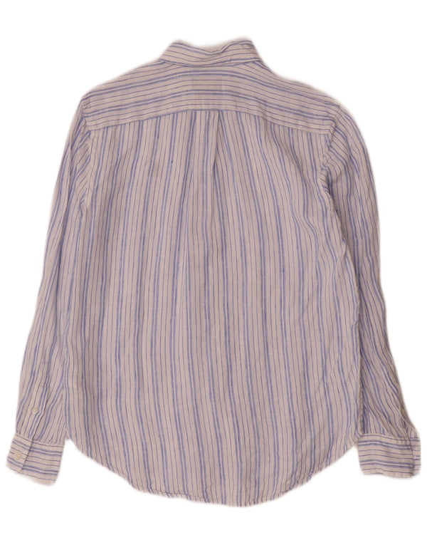 Camisa polo Ralph Lauren masculina de ajuste relaxado XS azul listrado de linho