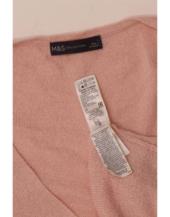 Suéter cardigã feminino grande da Marks & Spencer Reino Unido 16 grande acrílico rosa