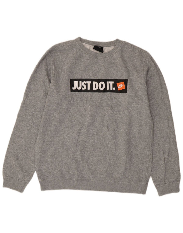 Moletom gráfico masculino Nike Jumper cinza médio algodão manchado