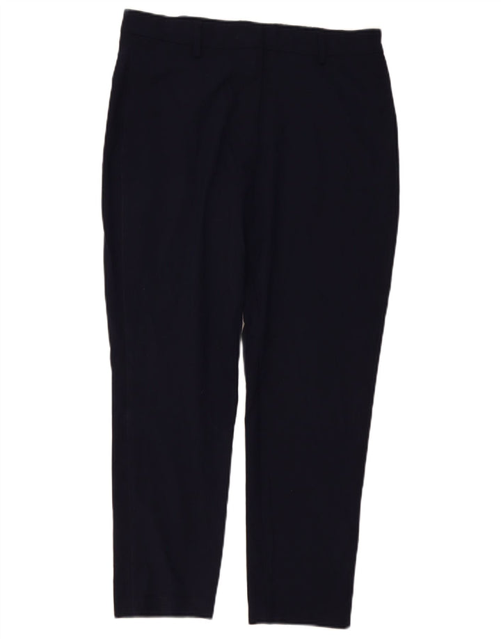 Calça feminina Marks & Spencer Slim Cropped Reino Unido 12 Médio W32 L25 Azul Marinho