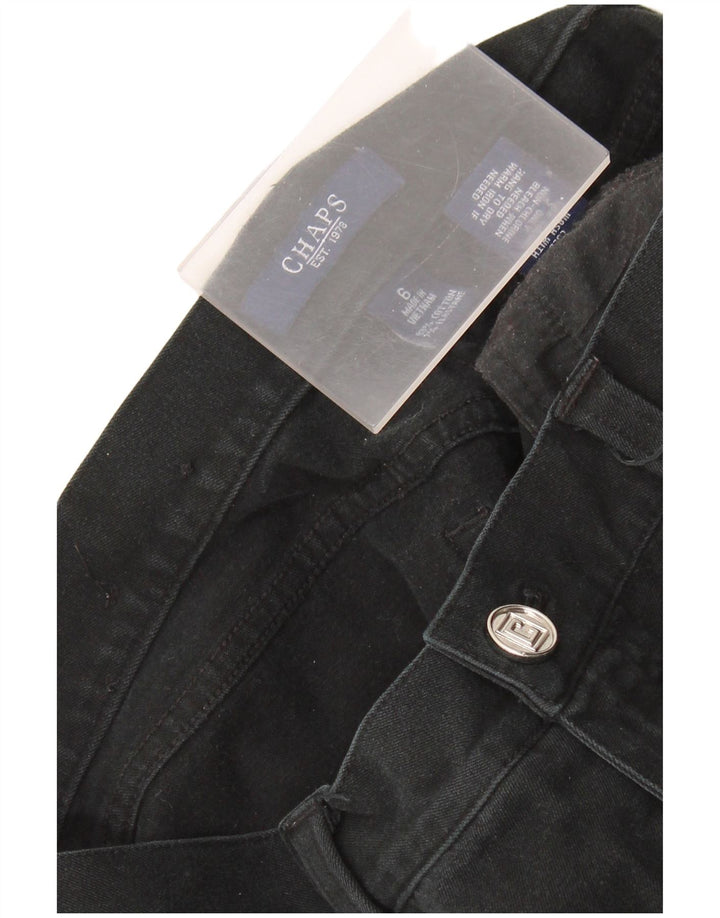 Calça feminina reta casual CHAPS US 6 médio W30 L30 algodão preto