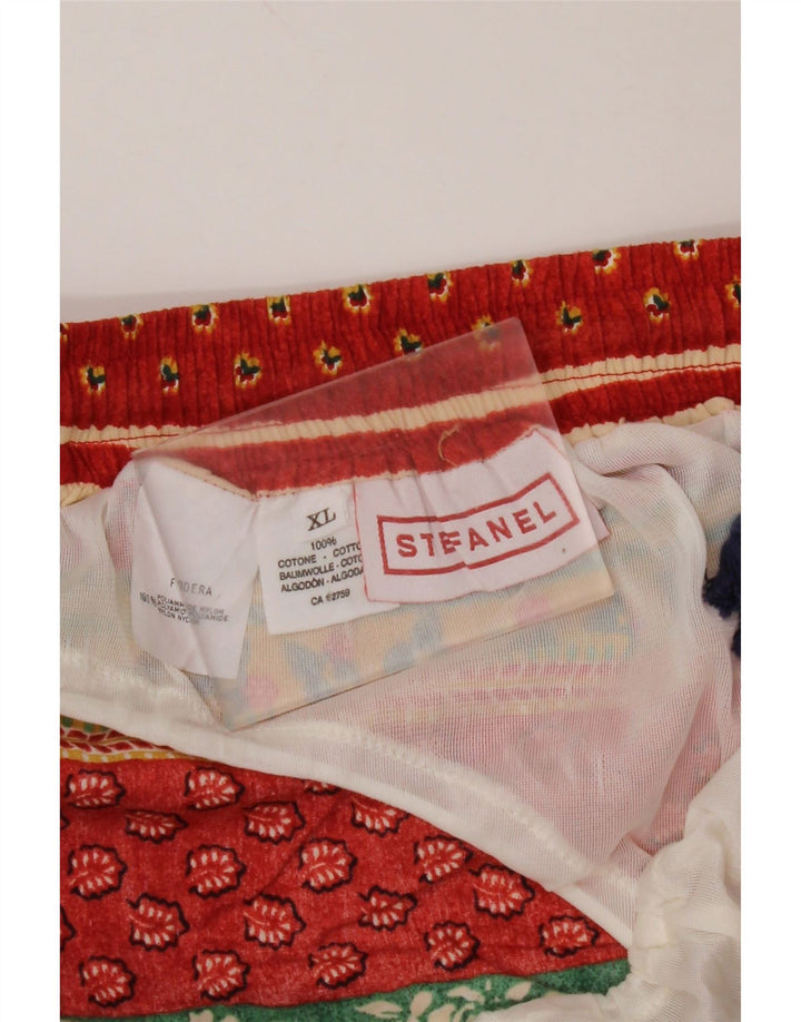 STEFANEL Roupa de banho masculina XL algodão floral multicolorido