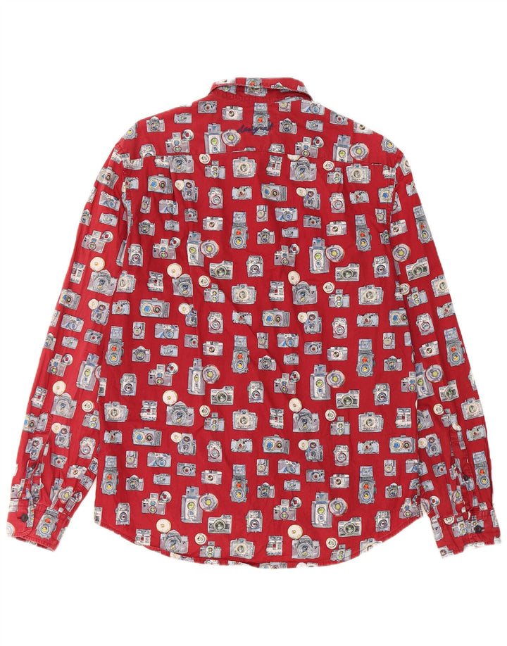 Camisa masculina Desigual Padrão Abstrato Regular Fit Médio Algodão Borgonha