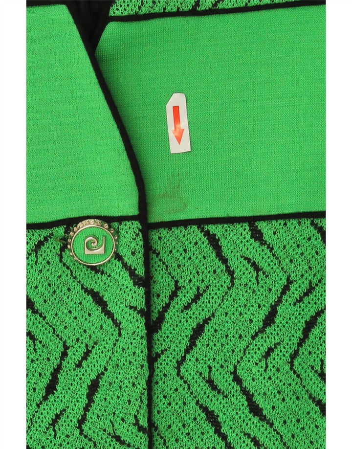 Jaqueta blazer feminina Pierre Cardin com 3 botões EU 44 XL verde geométrica lã