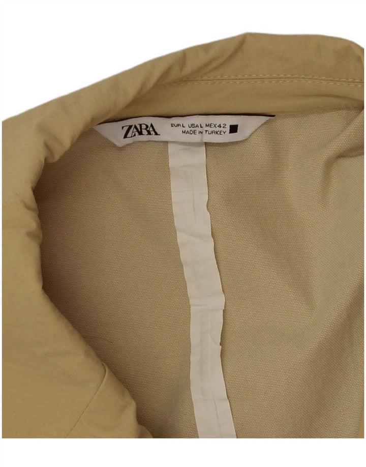 Casaco masculino Zara com peito duplo UK 40 grande poliamida bege