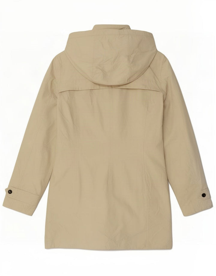 Capa de chuva feminina com capuz Zara UK 12 poliéster bege médio