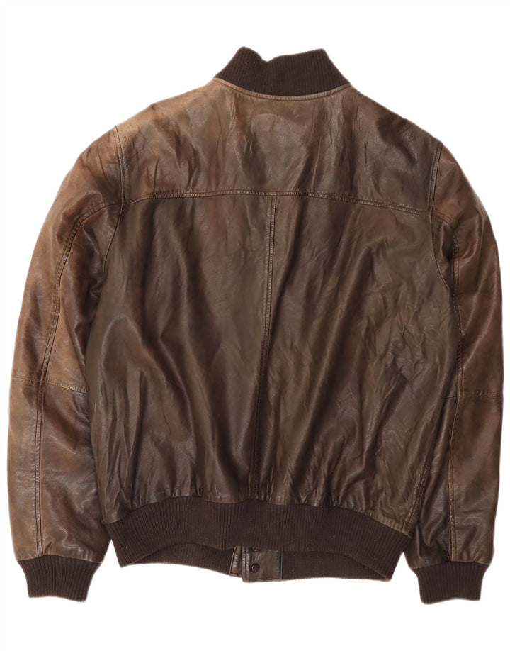 Jaqueta de couro masculina Minoronzoni 1953 Reino Unido 42 XL couro marrom