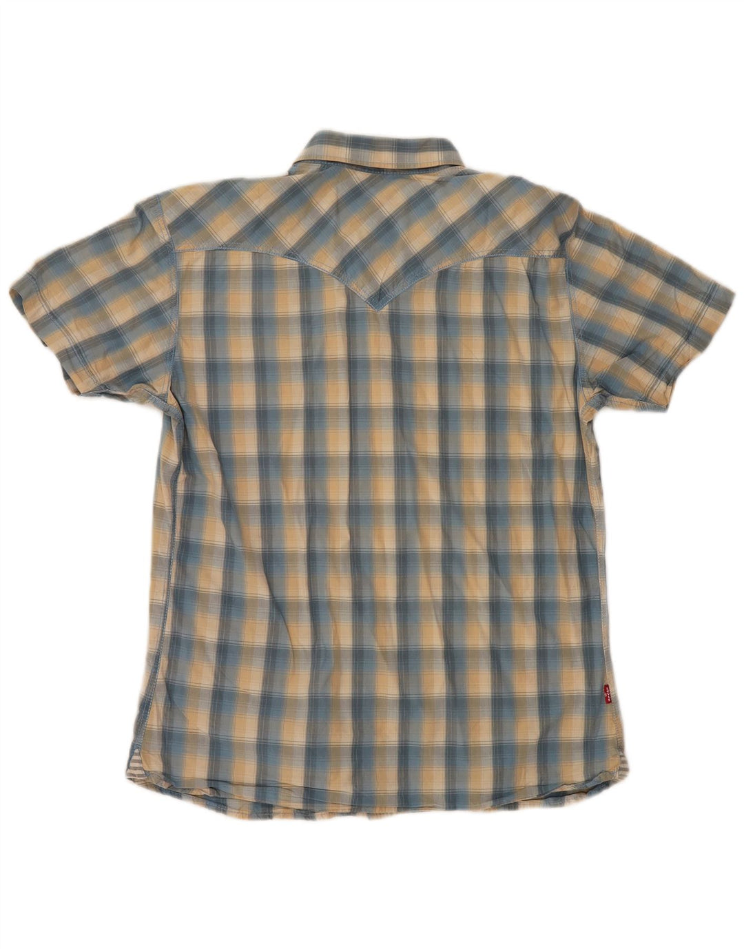 Camisa masculina de manga curta LEVI'S de algodão xadrez azul médio