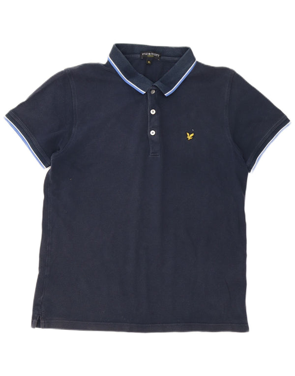 Camisa polo masculina Lyle & Scott XL azul marinho listrado algodão