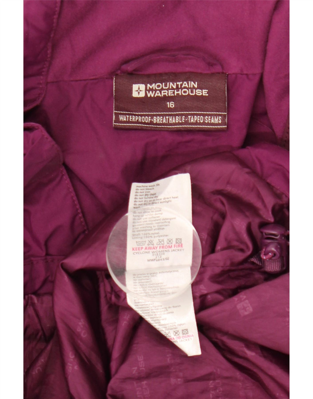 Jaqueta de chuva feminina Mountain Warehouse UK 16 grande bloco colorido roxo de nylon