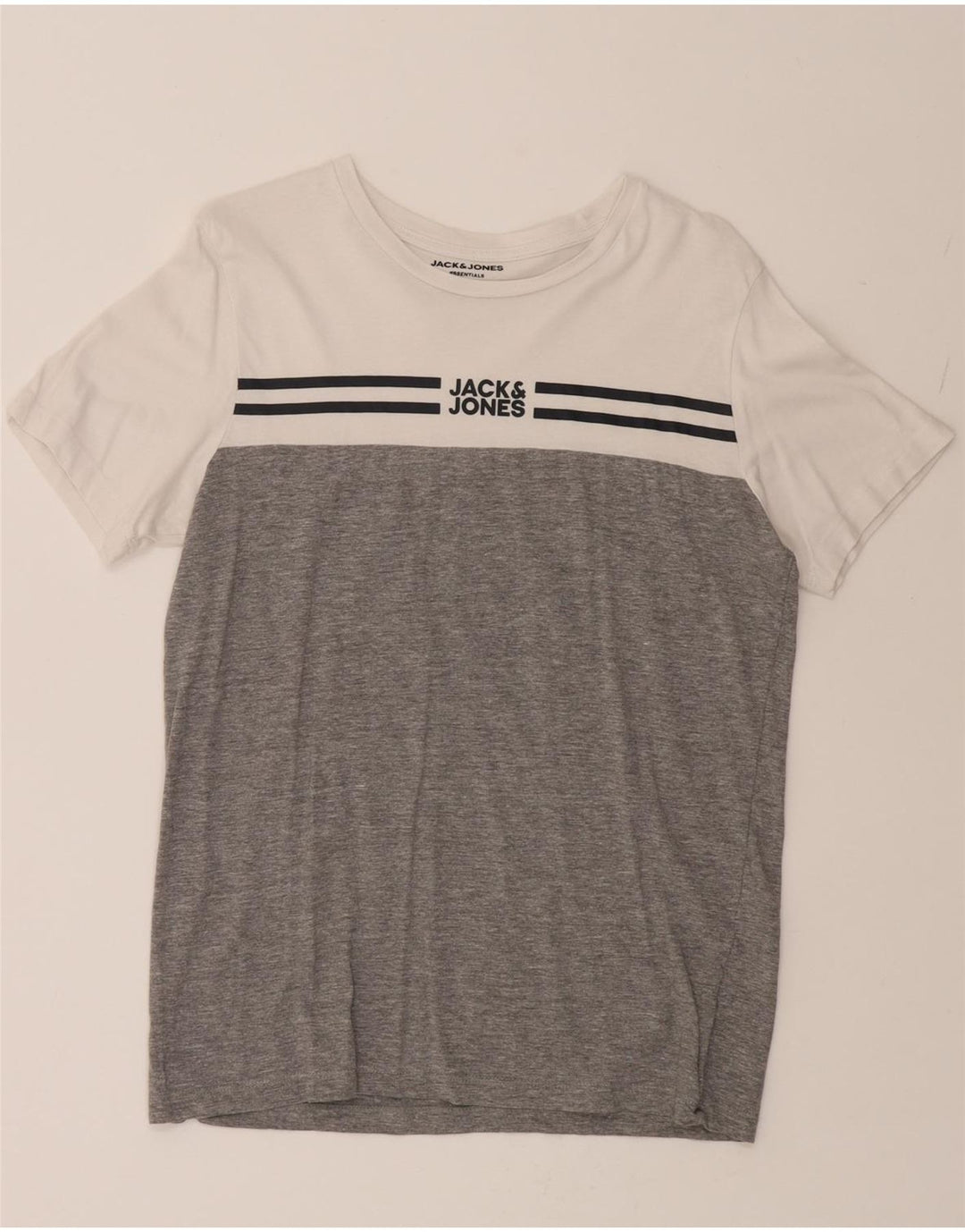 JACK & JONES Mens T-Shirt Top XS Grey Colourblock Cotton Vintage Jack & Jones and Second-Hand Jack & Jones from Messina Hembry 