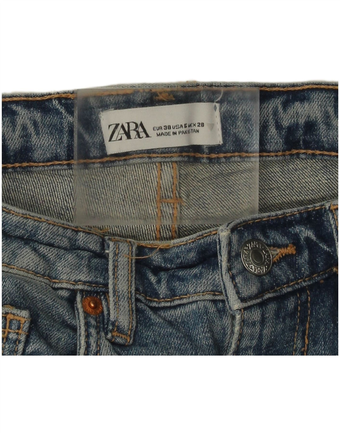 Calça jeans reta feminina Zara EU 38 pequena W28 L25 azul