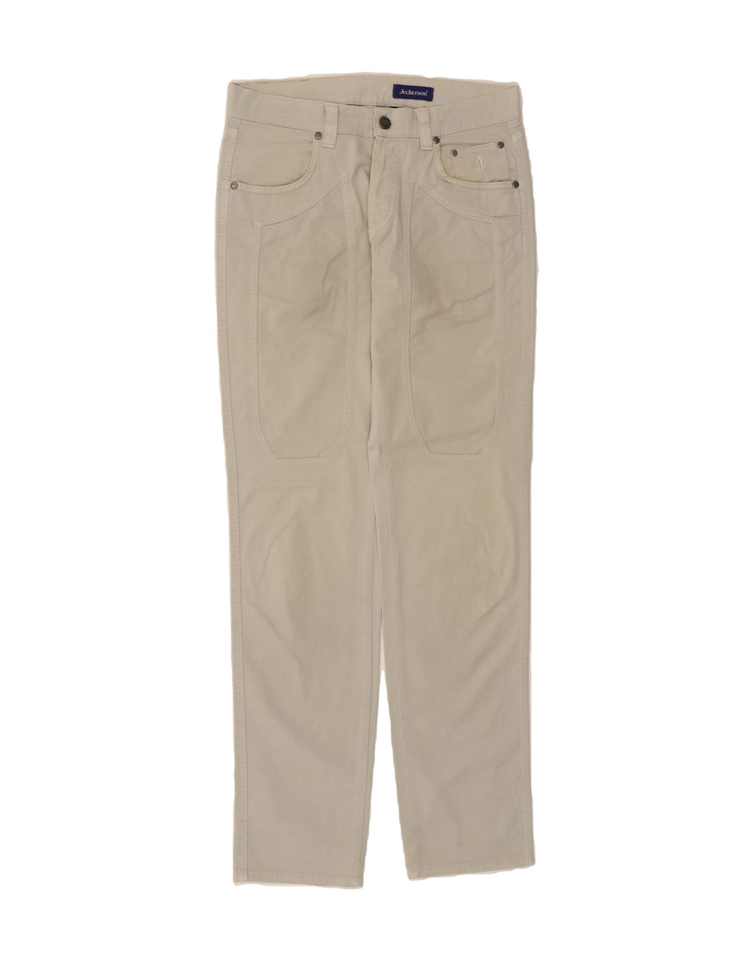 JECKERSON Mens Straight Casual Trousers W31 L33 Beige Cotton Vintage Jeckerson and Second-Hand Jeckerson from Messina Hembry 