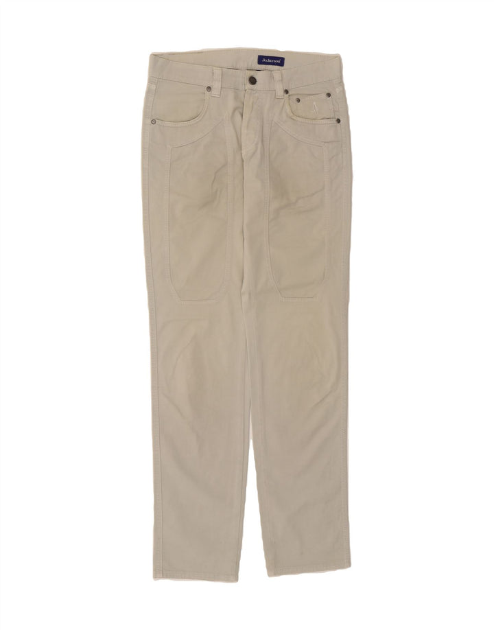 JECKERSON Mens Straight Casual Trousers W31 L33 Beige Cotton Vintage Jeckerson and Second-Hand Jeckerson from Messina Hembry 