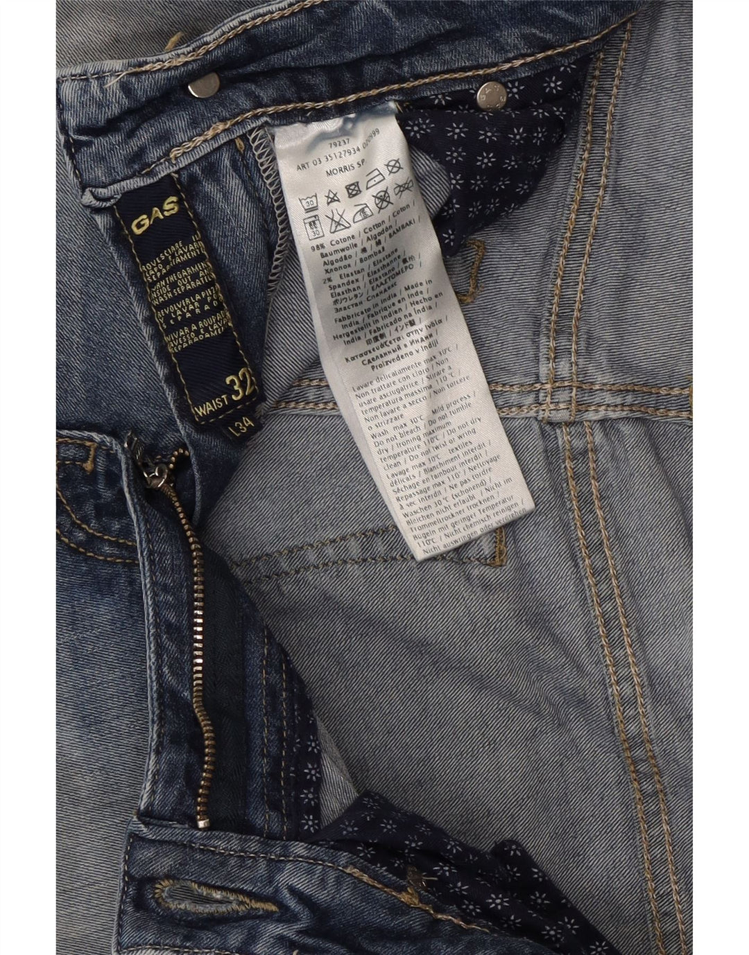 Calça jeans reta feminina Gas W32 L30 algodão azul