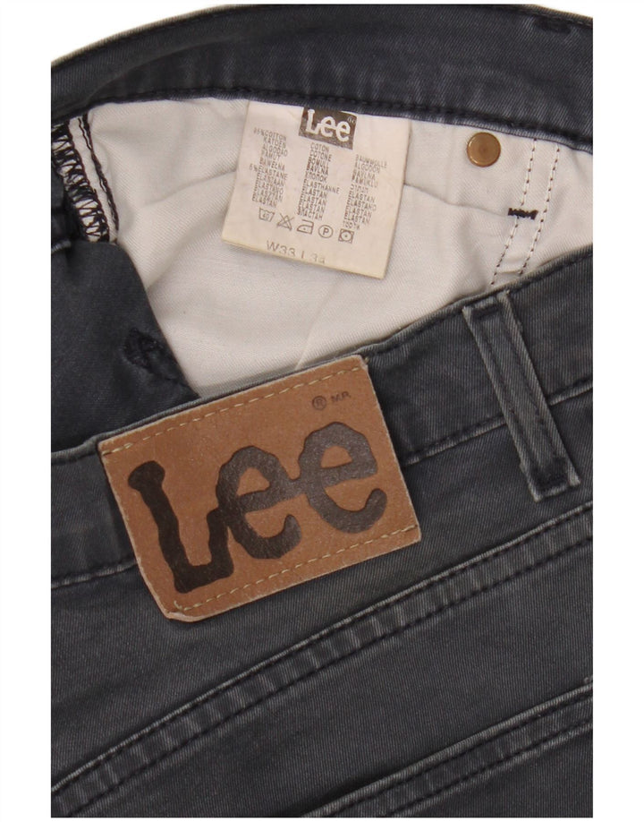 Lee Mens Straight Jeans W33 L34 Cinza Algodão