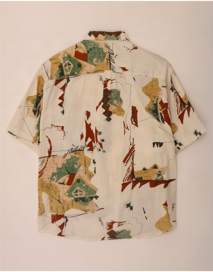 Angelo Litrico Camisa masculina com estampa abstrata tamanho 41/42 grande off white