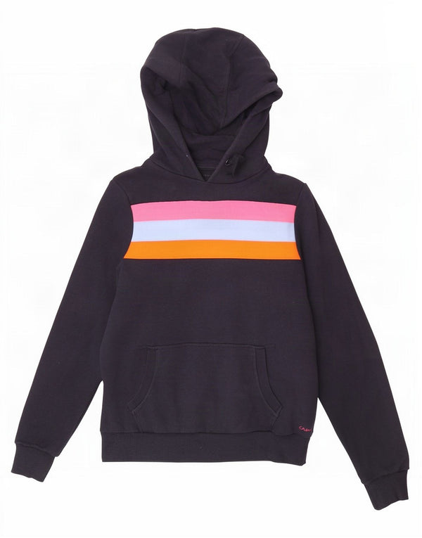Crew Clothing moletom com capuz feminino UK 2 2XS azul marinho algodão colorblock