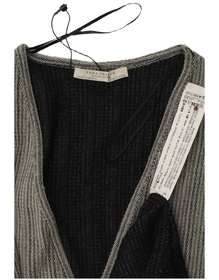 Vestido feminino maxi oversized Zara Reino Unido 10 poliéster listrado cinza pequeno