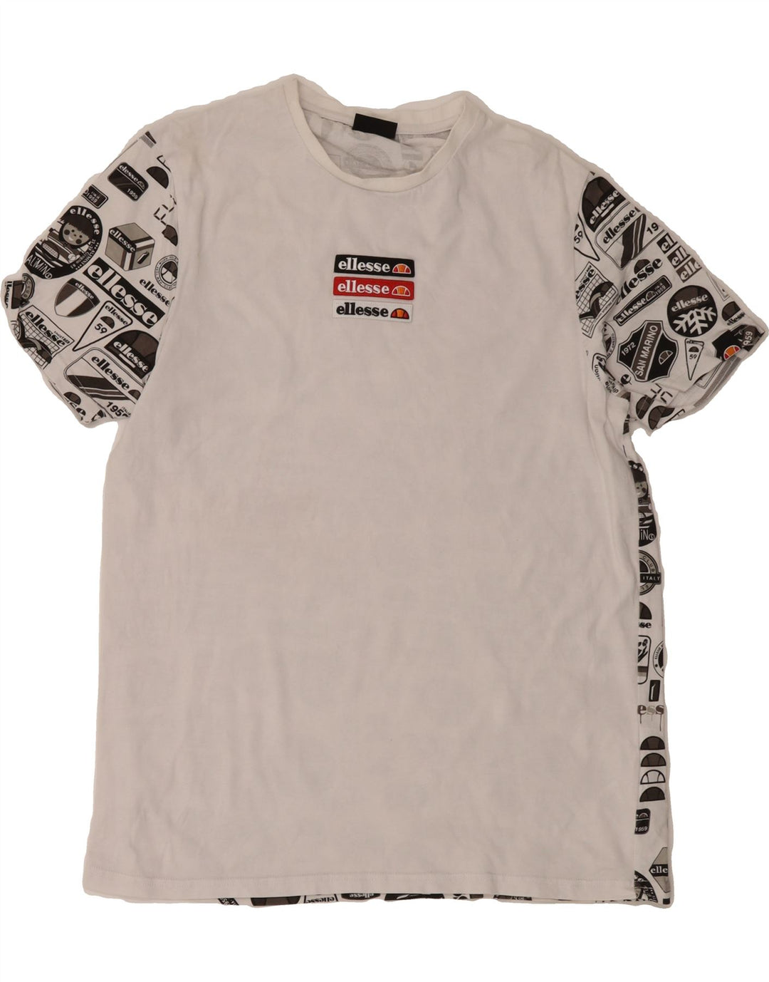 ELLESSE Mens Graphic T-Shirt Top Medium White Cotton Vintage Ellesse and Second-Hand Ellesse from Messina Hembry 
