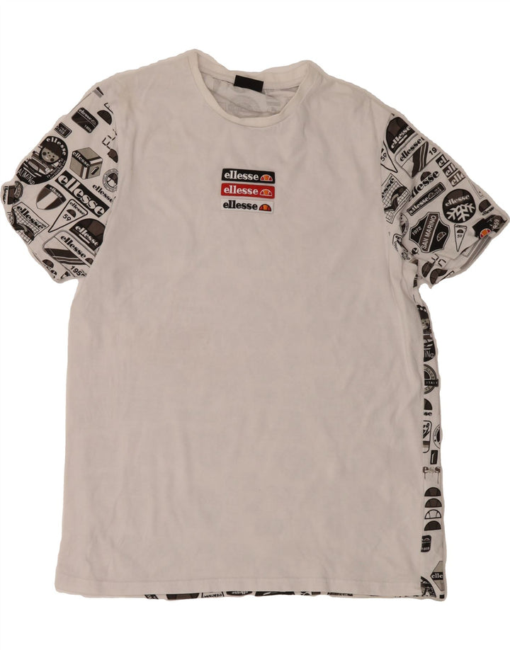 ELLESSE Mens Graphic T-Shirt Top Medium White Cotton Vintage Ellesse and Second-Hand Ellesse from Messina Hembry 