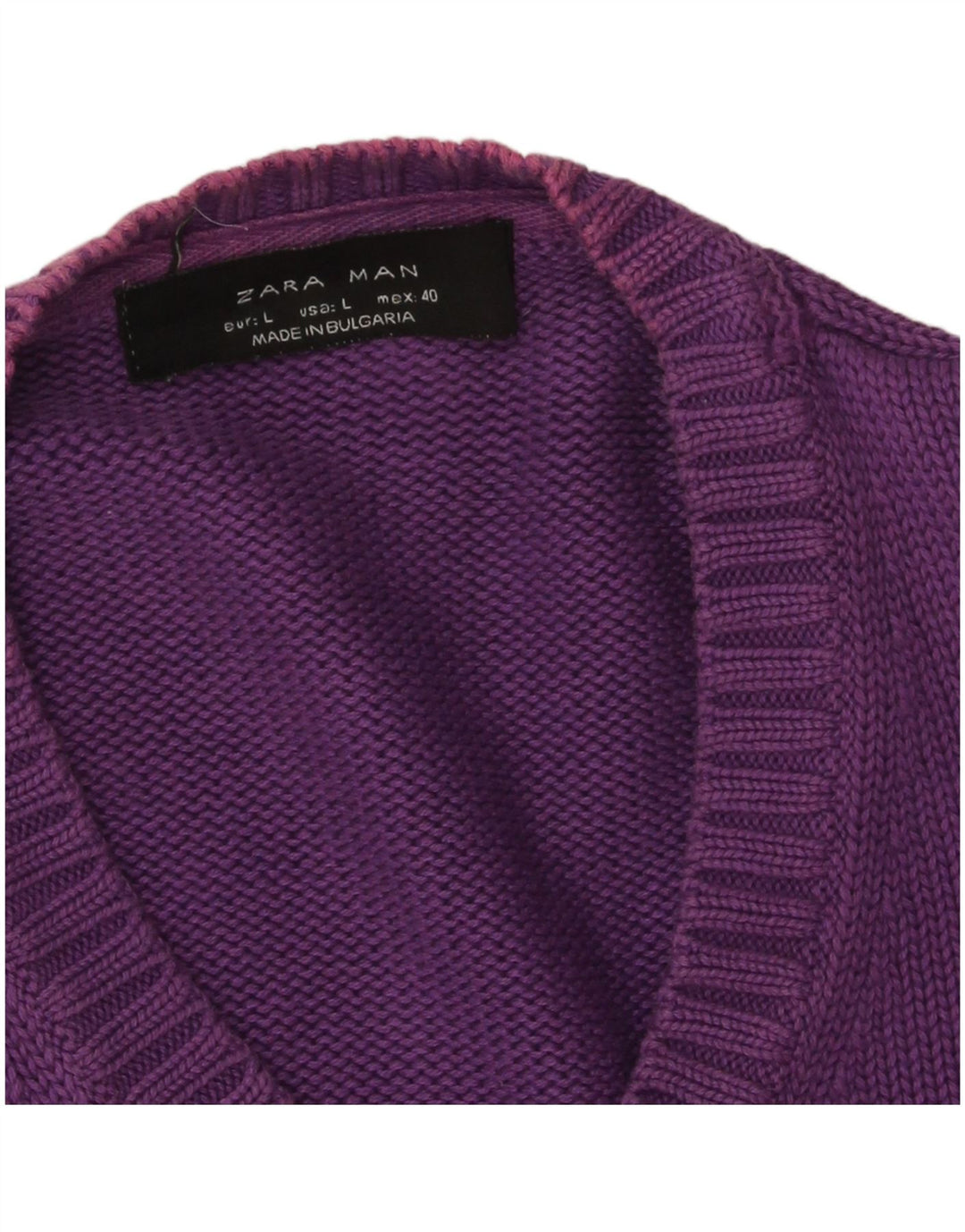 Suéter masculino Zara com decote em V grande roxo