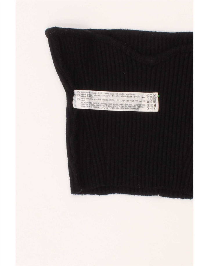 Zara Top feminino sem ombro curto em viscose preta pequena