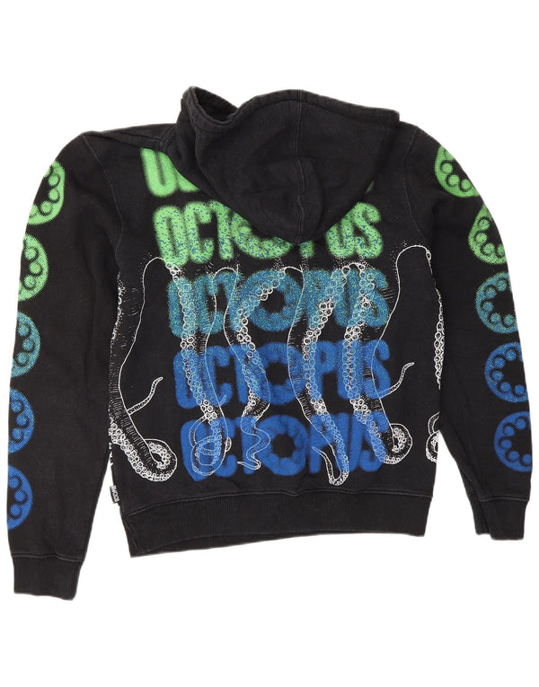 Octopus feminino gráfico oversized moletom com capuz UK 6 XS algodão preto