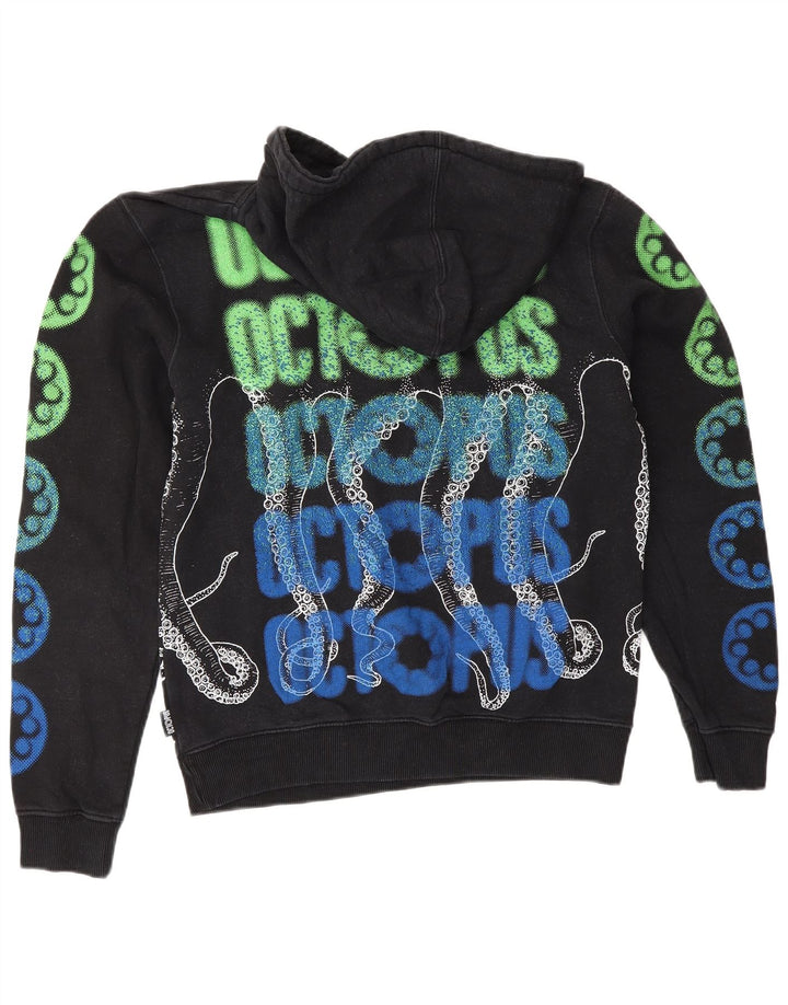 Octopus feminino gráfico oversized moletom com capuz UK 6 XS algodão preto