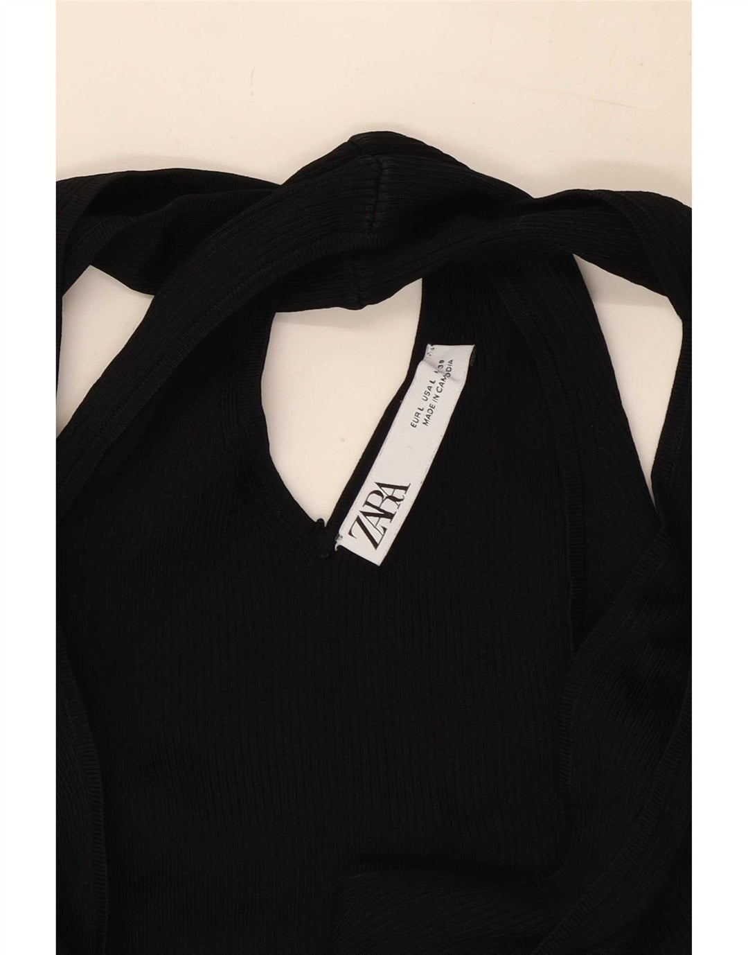Zara Womens Crop Halter Top Reino Unido 14 Grande Preto