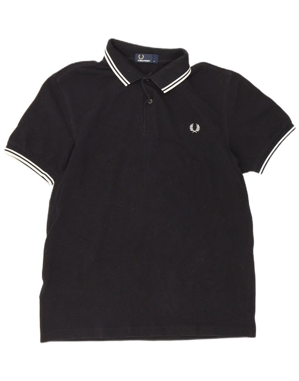 Camisa polo masculina Fred Perry de algodão preto médio