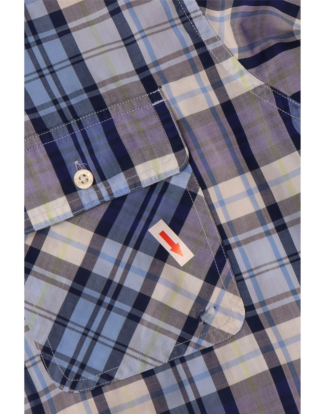 Camisa masculina de manga curta Nautica grande algodão xadrez azul